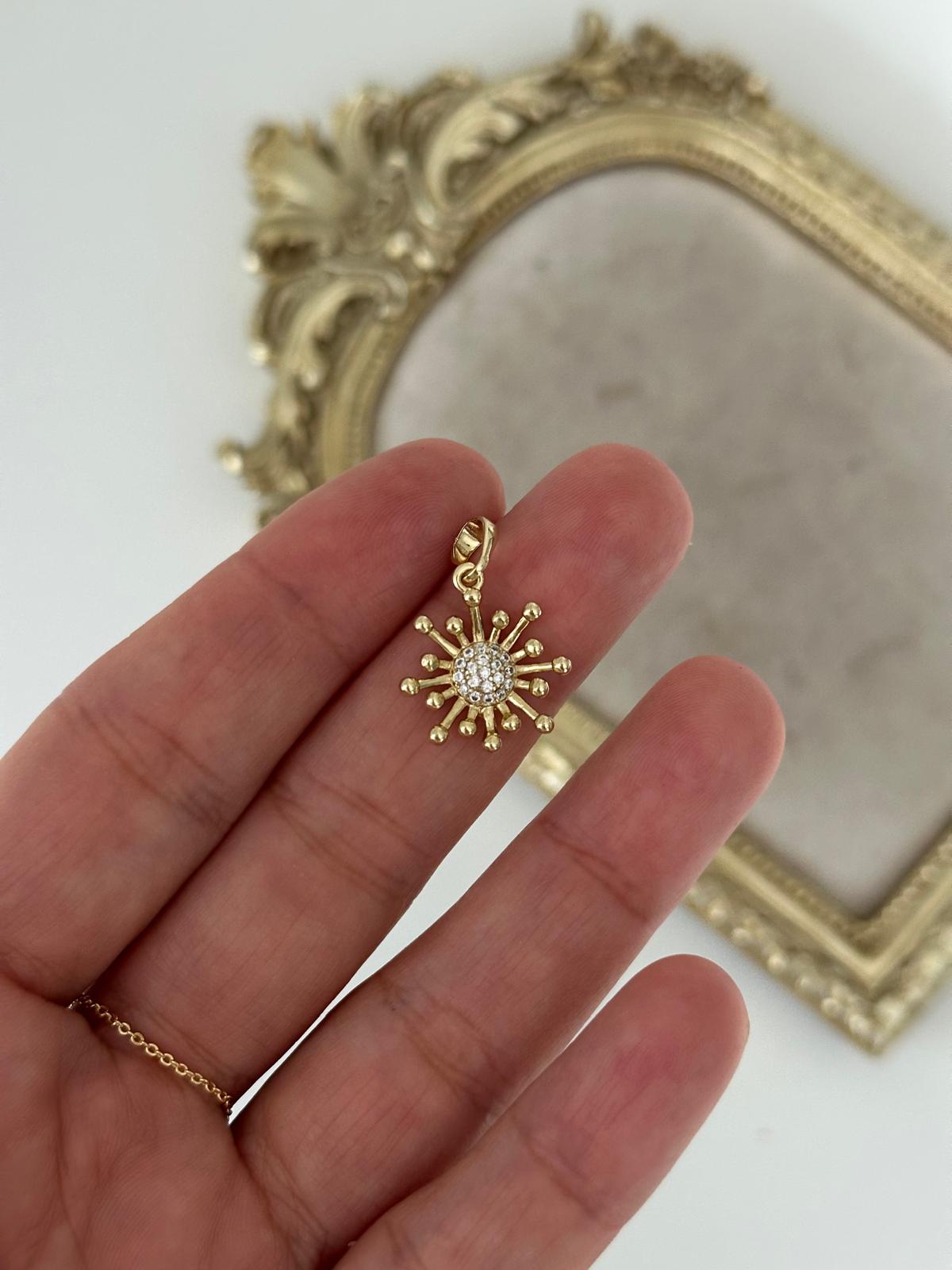 14K Çiçek Taşlı Kolye Ucu