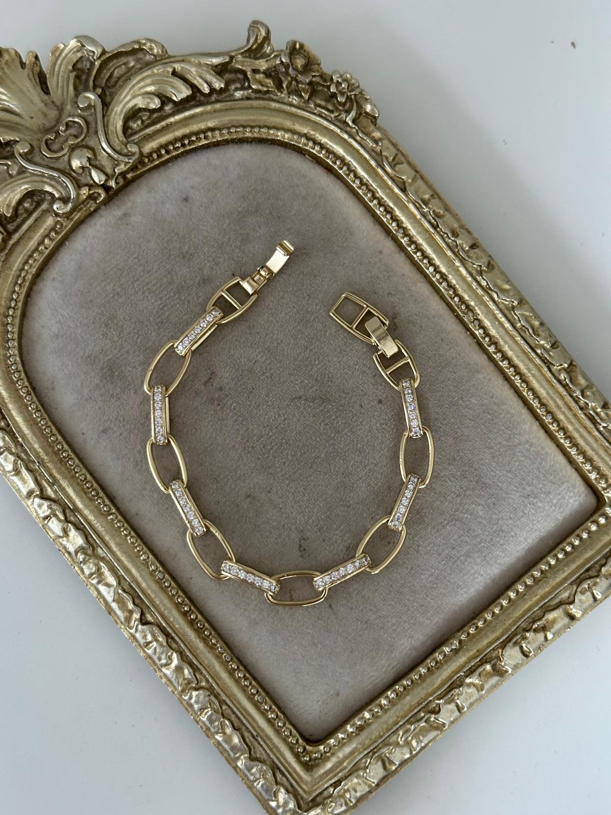 14K Gold Renkli Oval Kesim Taş Birleşimli Bileklik