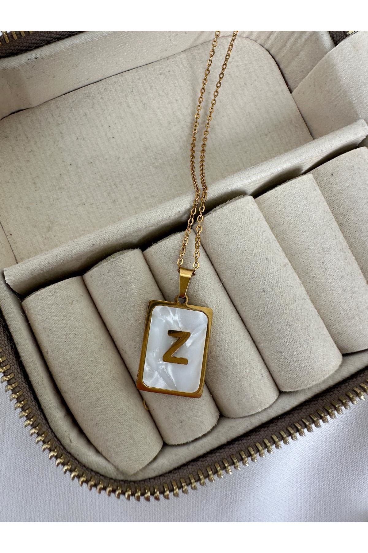 18K Rose Gold Renkli Z Harf Kolye