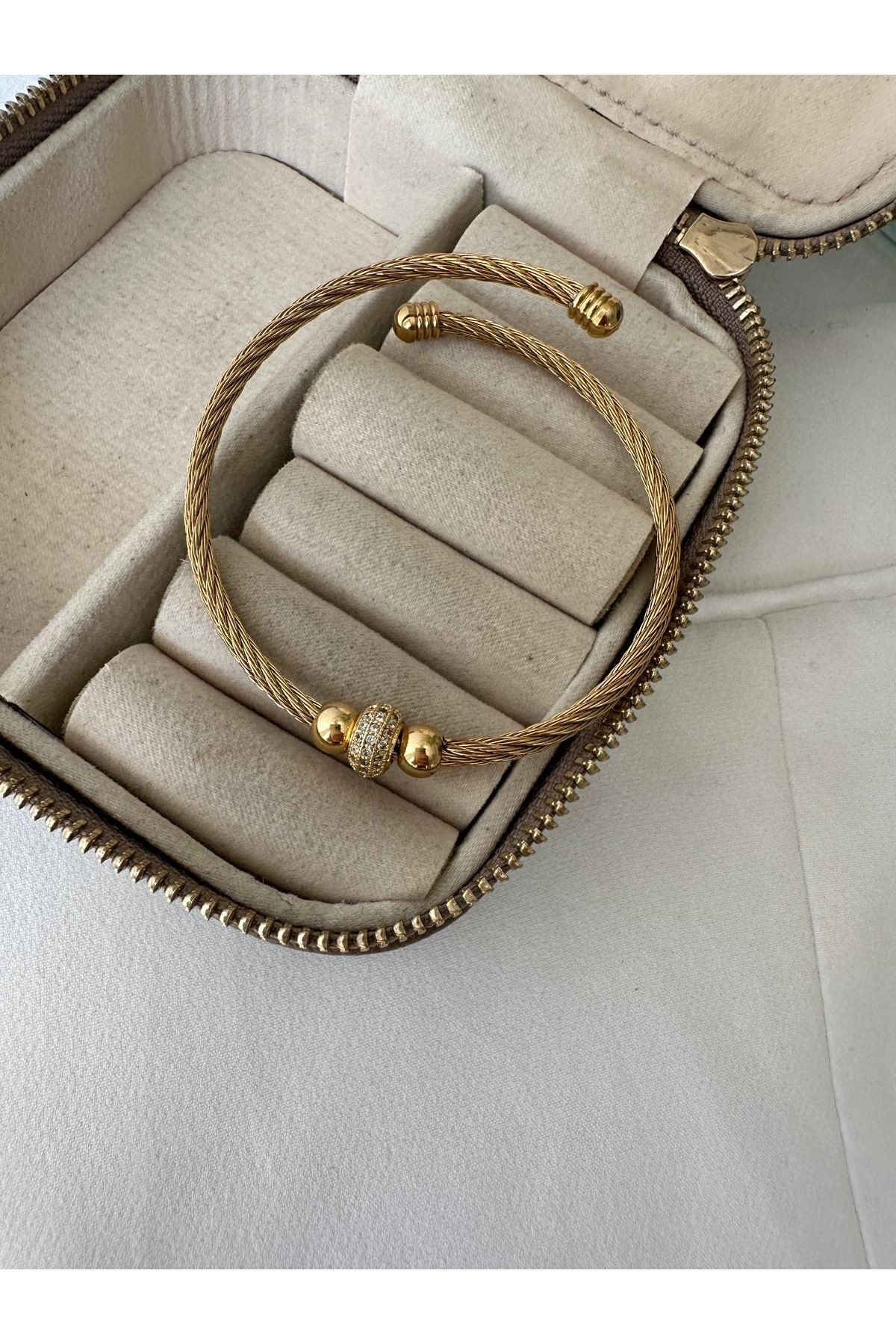 18K Rose Gold Renkli Dolama Oval Taşlı Charmlı Pandora Bileklik