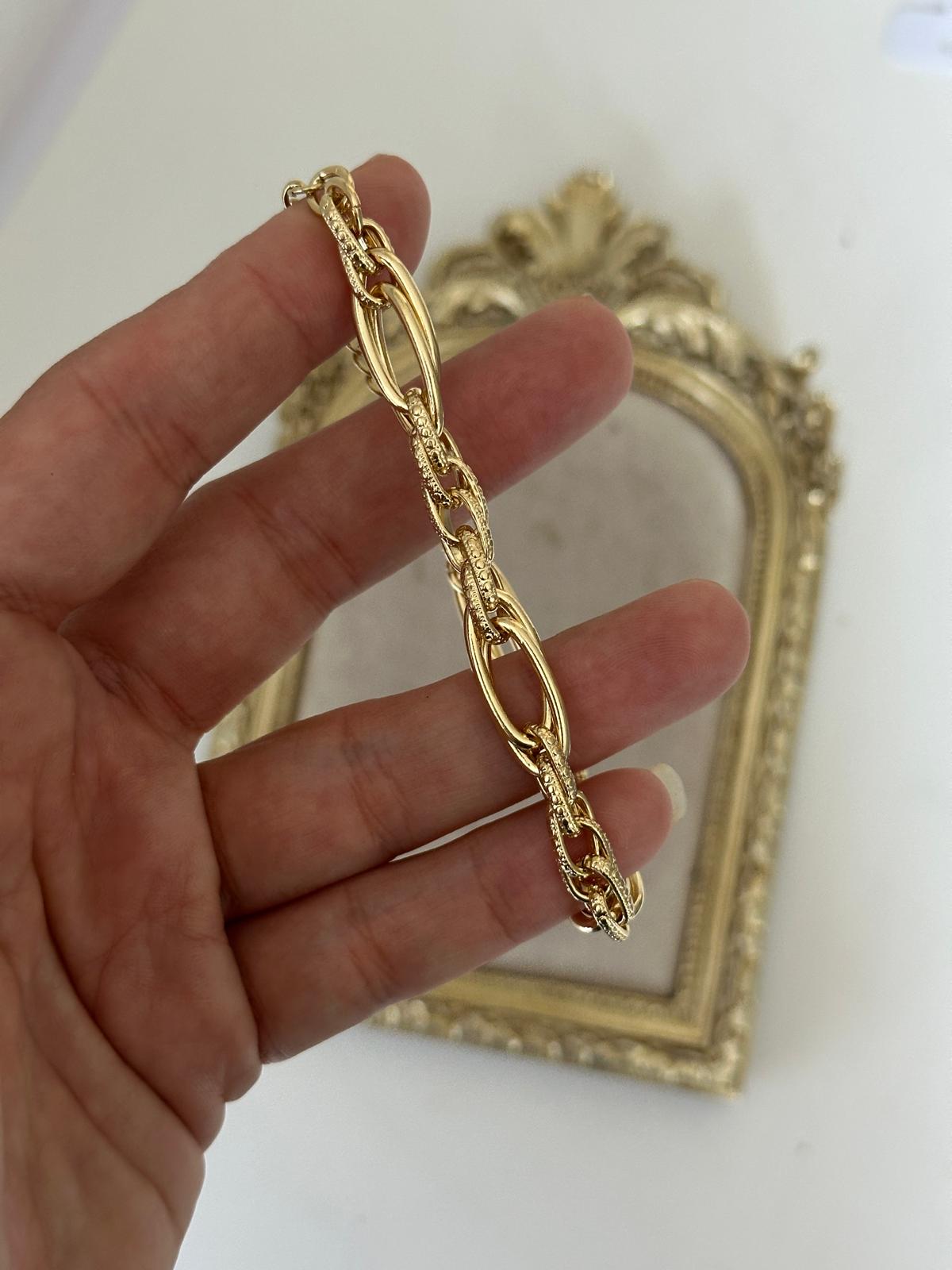 14K Gold Renkli Hallow Kuyum Bileklik