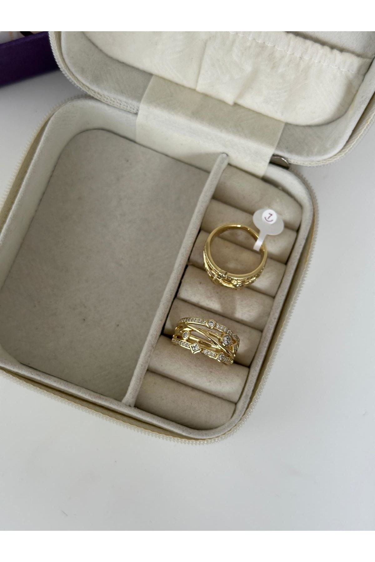 14K Gold Renkli Çoklu Görünüm Taşlı Yüzük