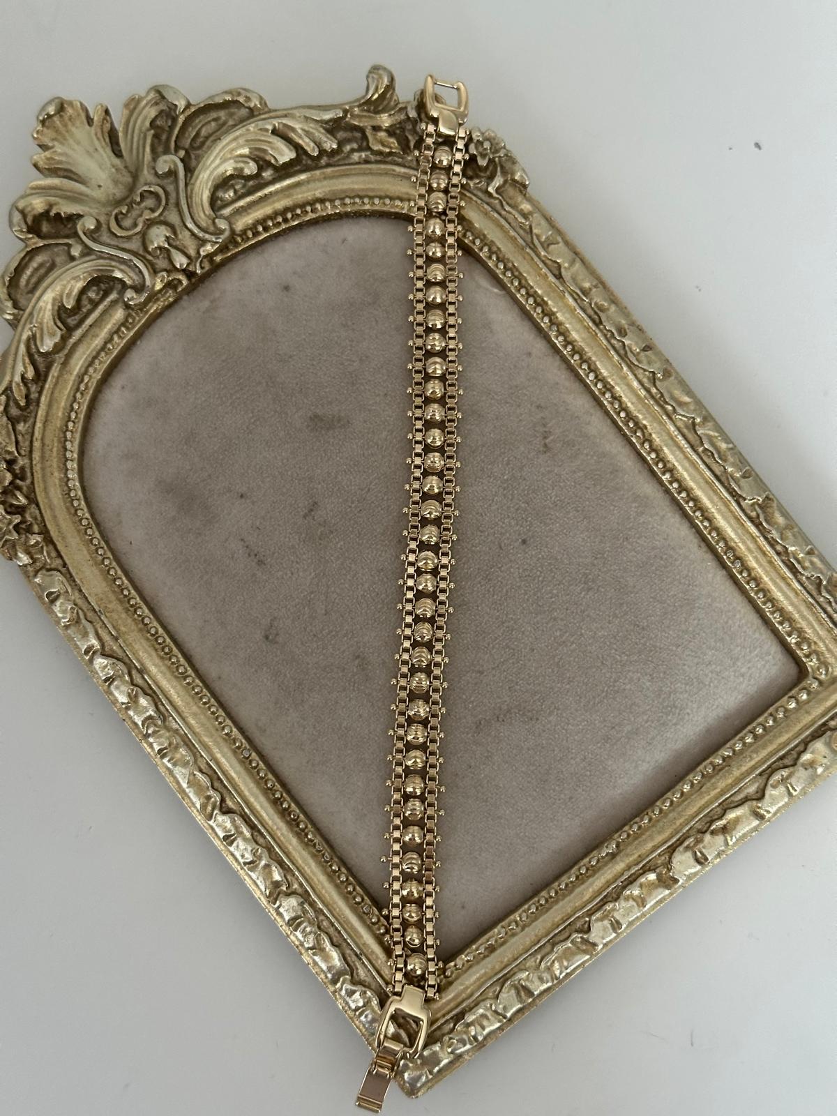 14K Gold Renkli Ortası Yuvarlak Oynar Topçuklu Köstek Bileklik