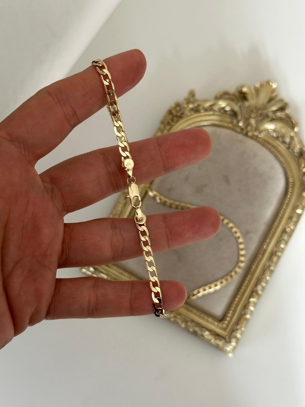 14K Gold Renkli Basıc Plaka Kolye