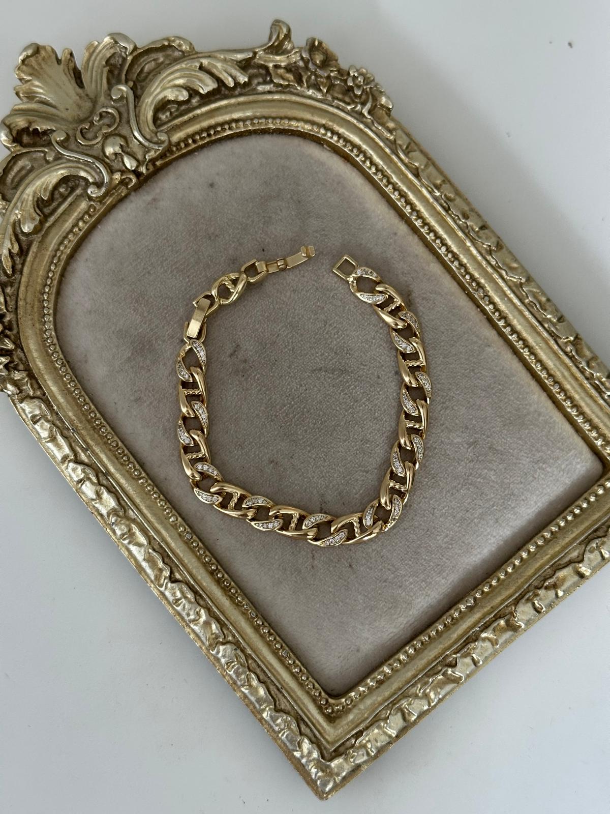 14K Gold Renkli Full Taşlı Örme Gurmet Bileklik