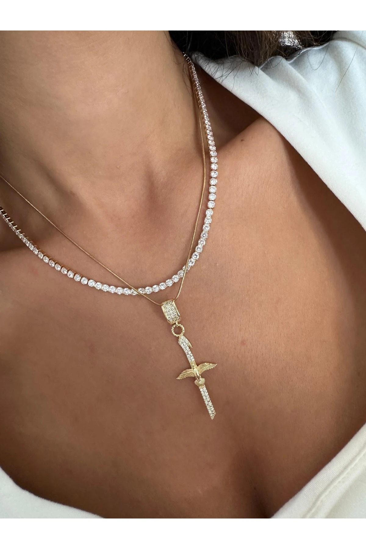 18K Rose Gold Renkli Elif Anka Kuşu Kolye