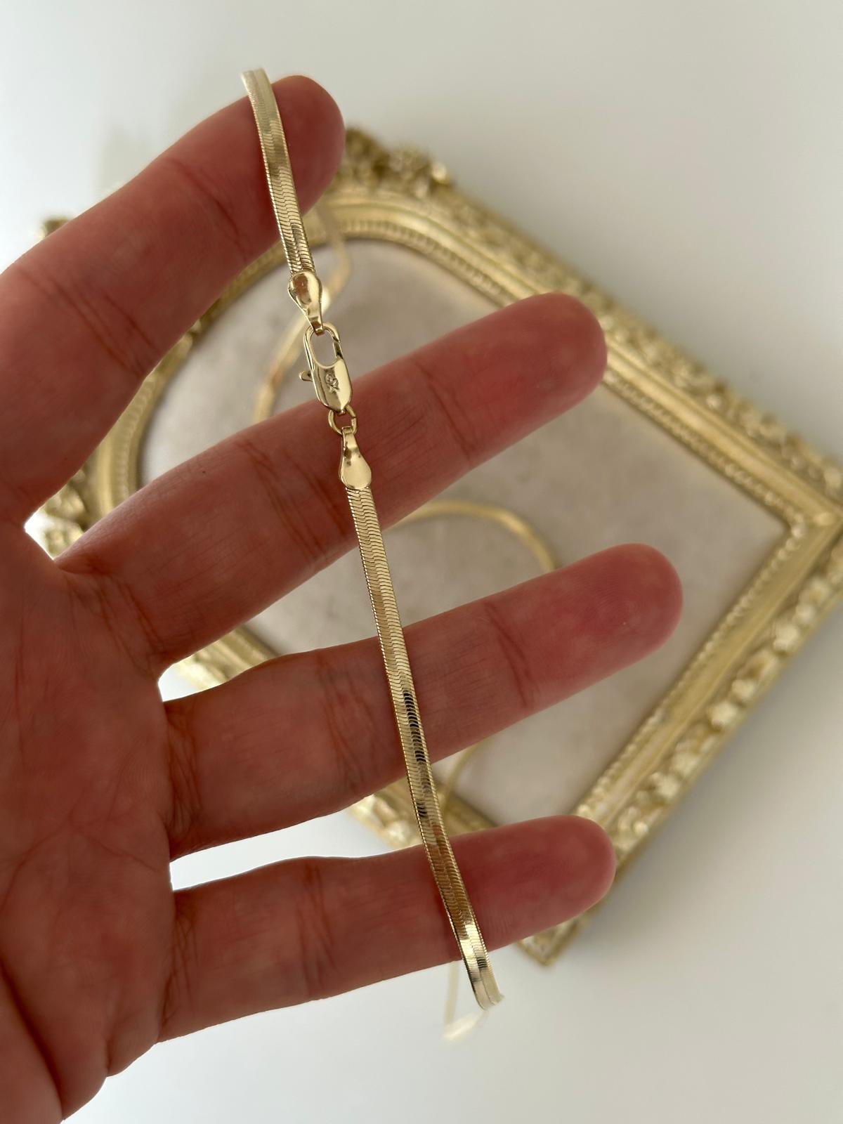 14K Gold Renkli Yassı Parlak İtalyan Kolye