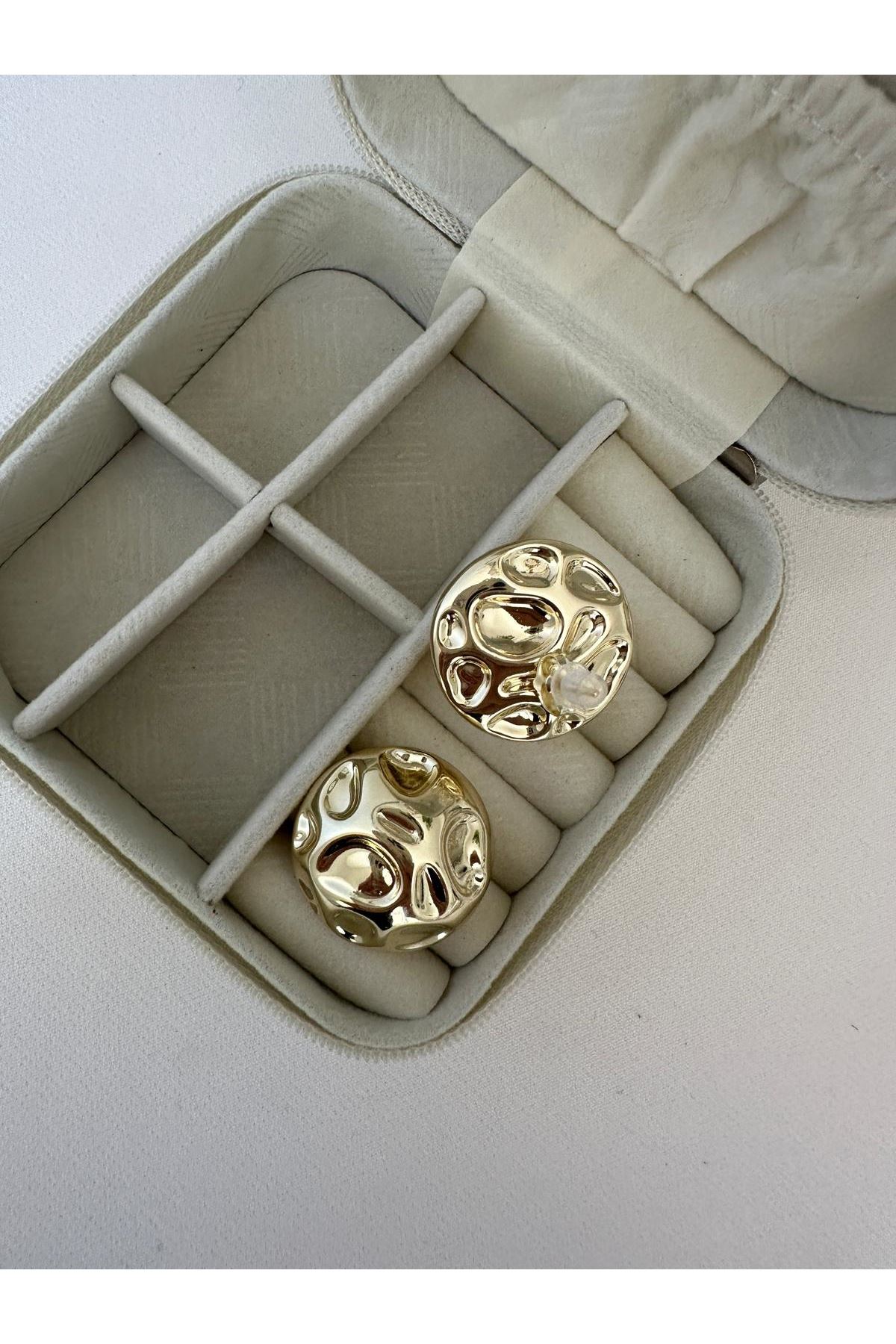 14K Gold Renkli  Yuvarlak Damla Desenli Bomb Küpe