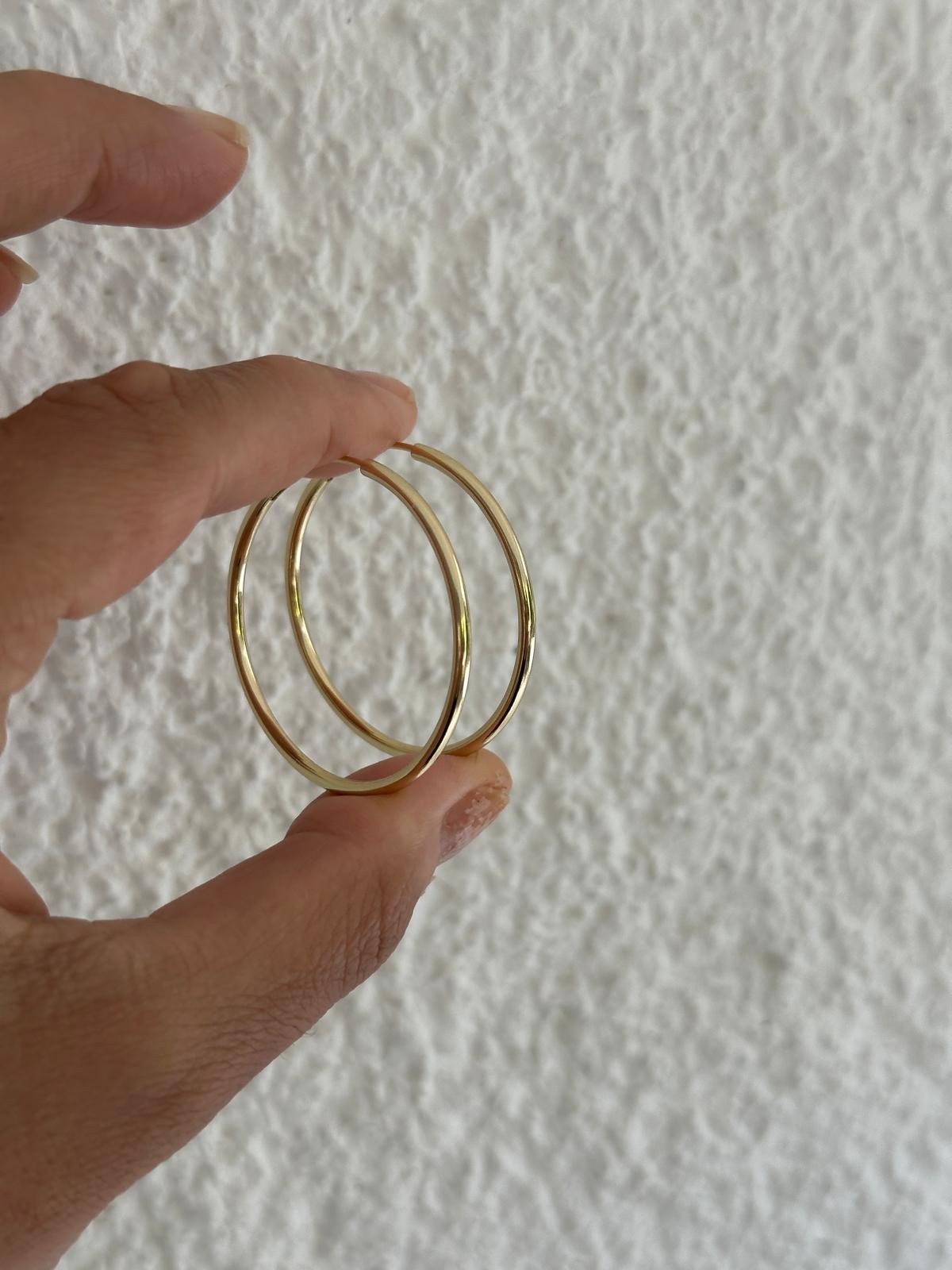14K Gizli Kilit Basıc Büyük Boy Halka Küpe