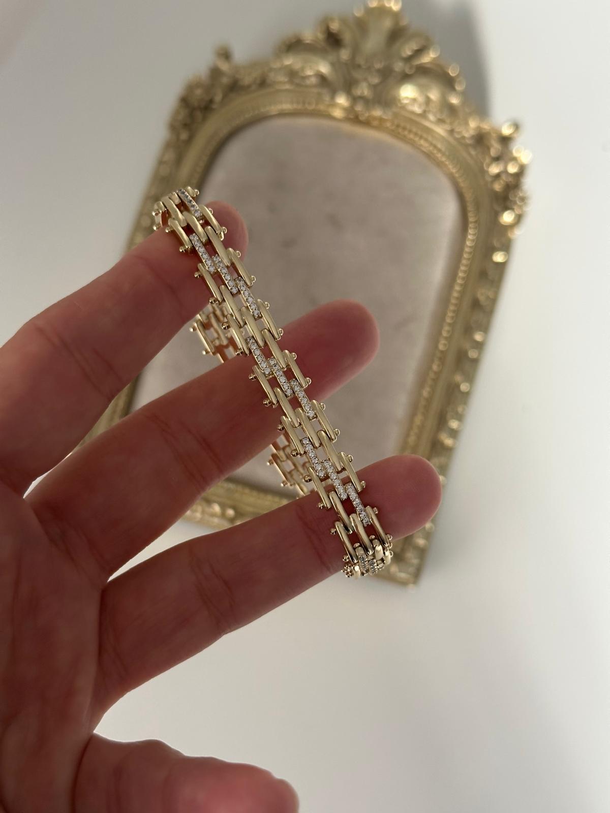 14K Gold Renkli Kalın Premium Seri Topçuklu Bileklik