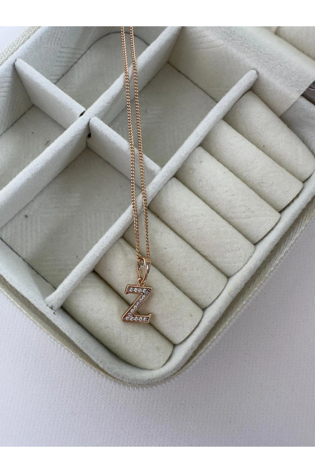 18K Rose Gold Renkli Z Harf Kolye
