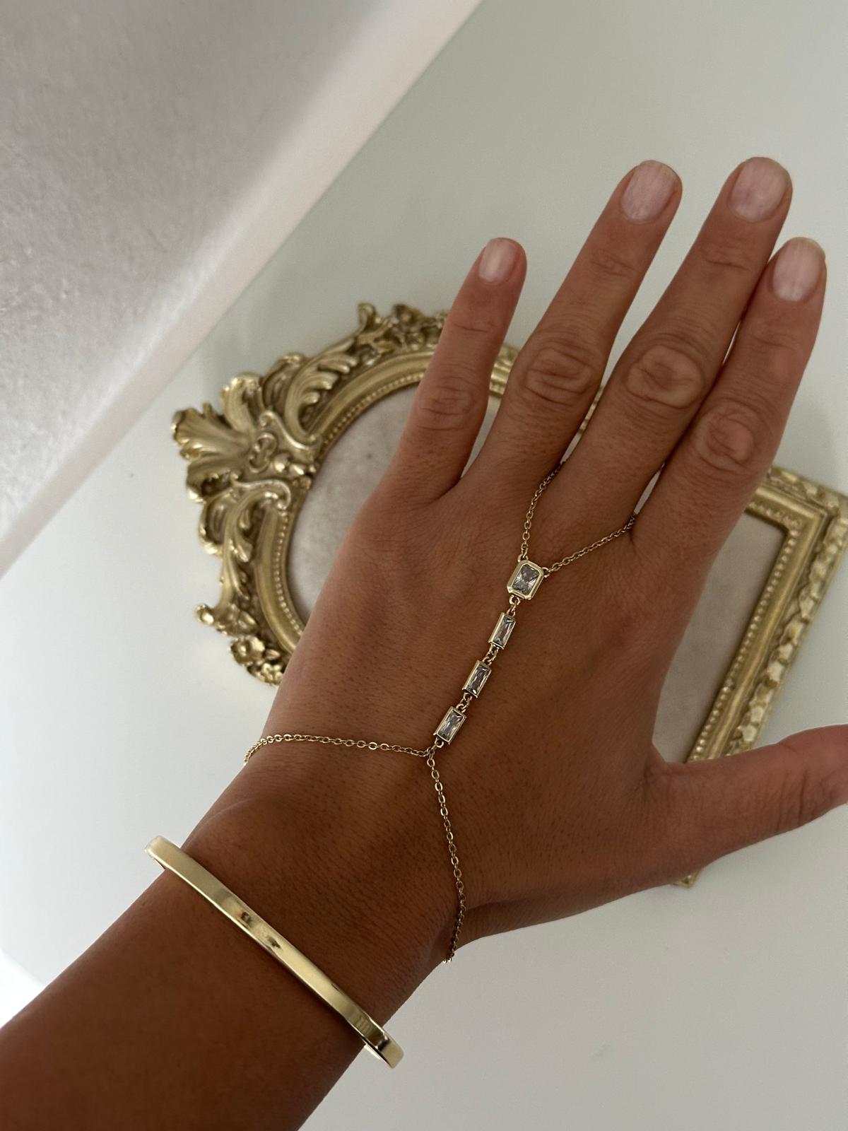 14K Gold Renkli Baget Kristal  Dikdörtgen Taşlı Şahmeran