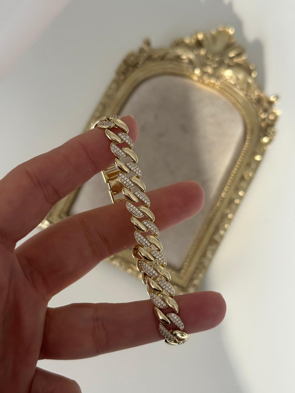 14K Gold Renkli Kalın Gurmet Bileklik