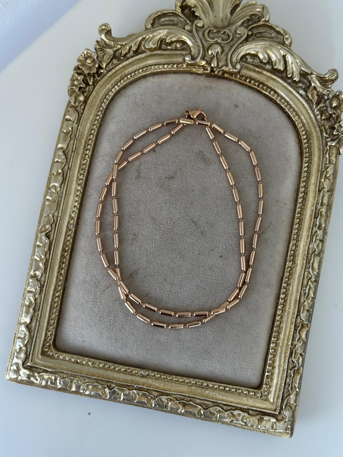 18K Rose Gold Silindir Topçuklu Kolye