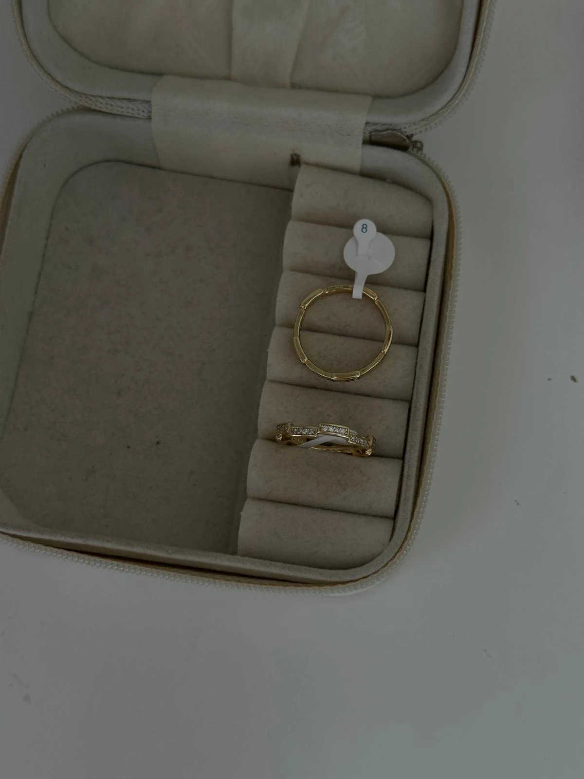 14K Gold Renkli Zikzak Kesimli Minimal Taşlı Yüzük