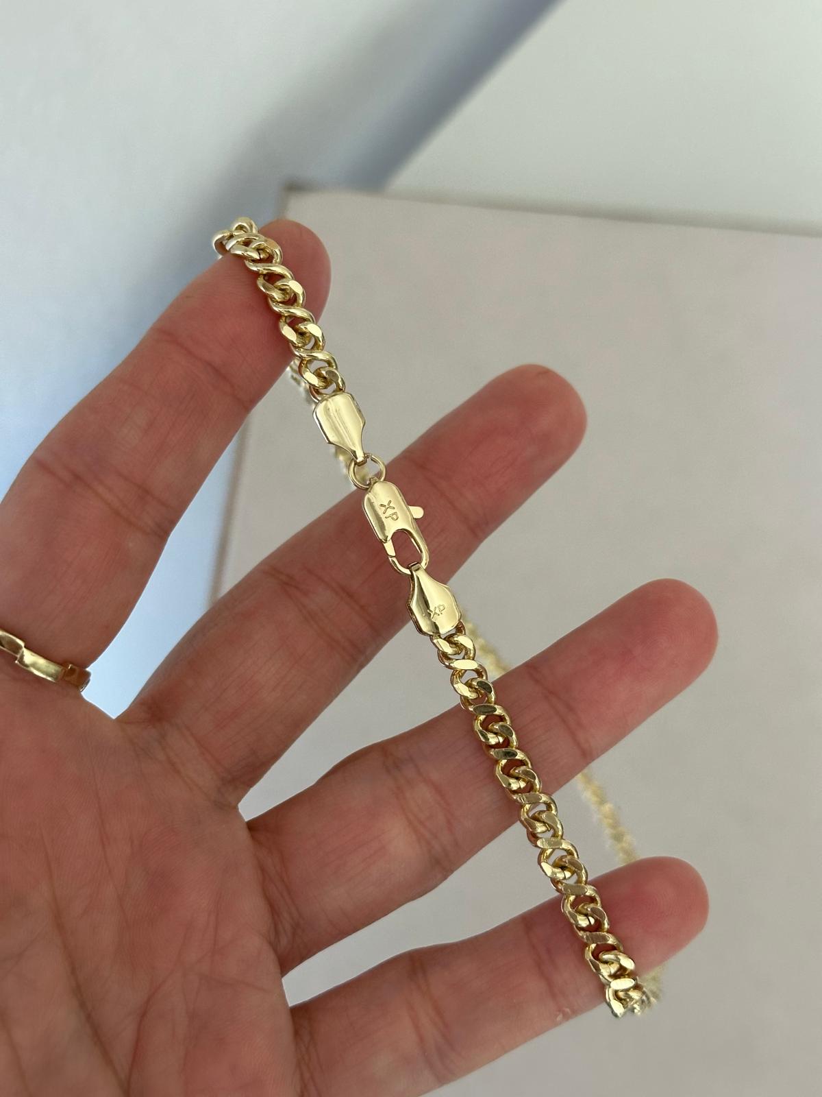 14K Gold Renkli Geçme Döner Parlak Orta Kalın Kolye