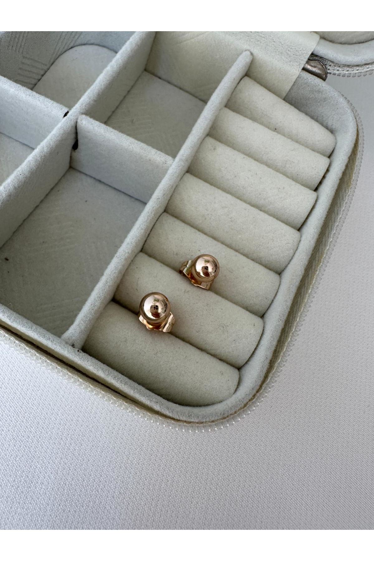 18K Rose Gold Renkli Top Orta Boy Küpe