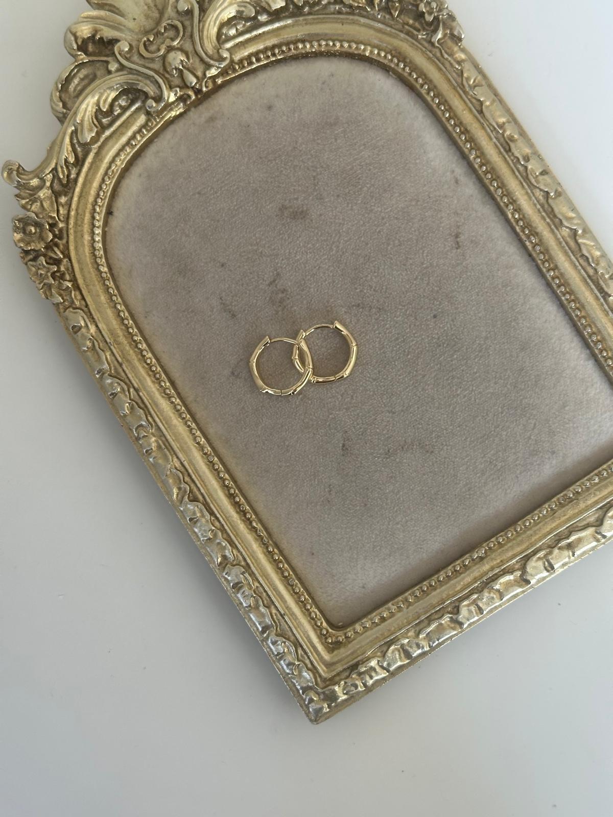 14K Gold Renkli Kemik Kesim Halka Küpe