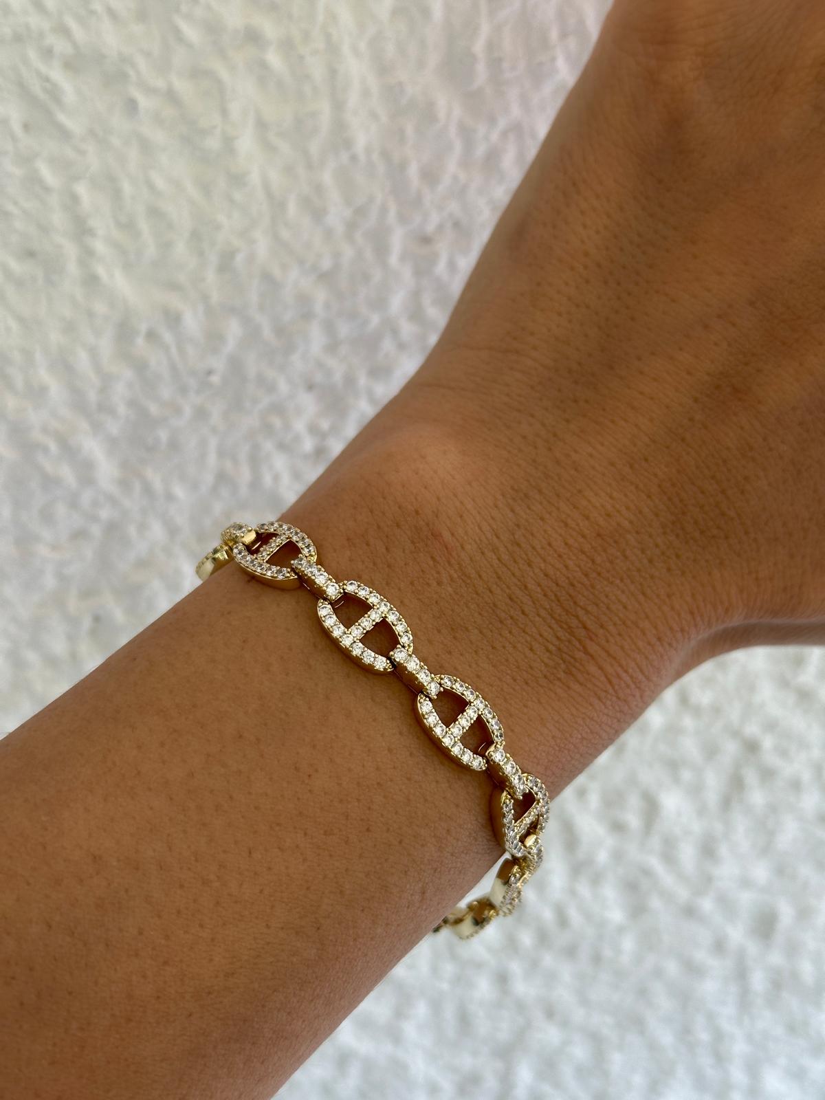 14K Gold Renkli Marka Gemci  Full Taşlı Bileklik