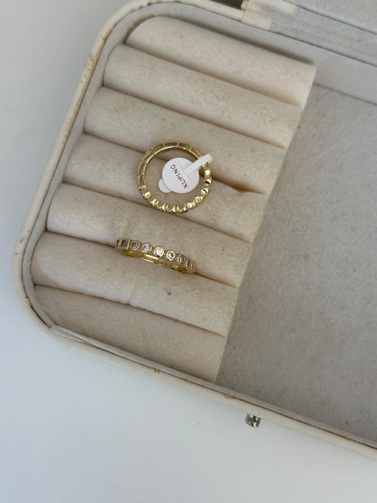14K Gold Renkli Ortası Dört Su Yolu Taşlı Yüzük