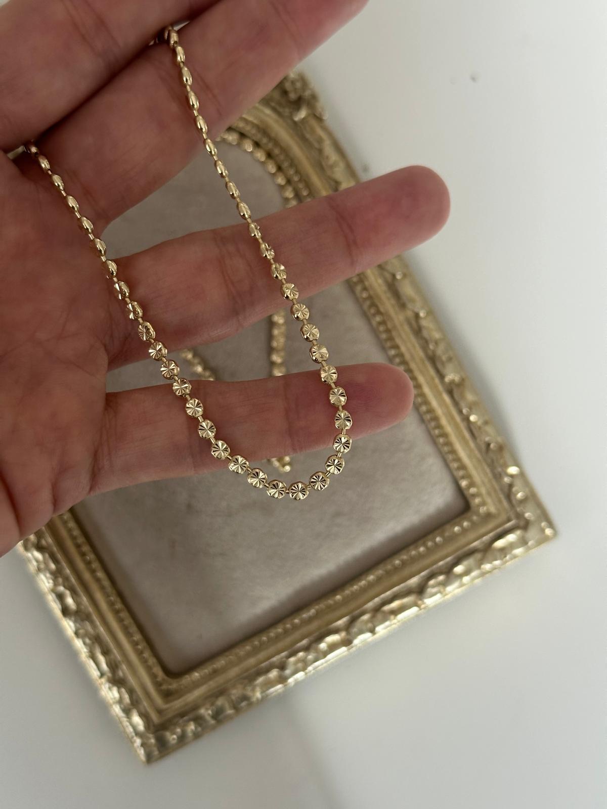 14K Gold Renkli Varaklı Çift Taraflı Kullamıma Uygun Pul Ezme Zincir