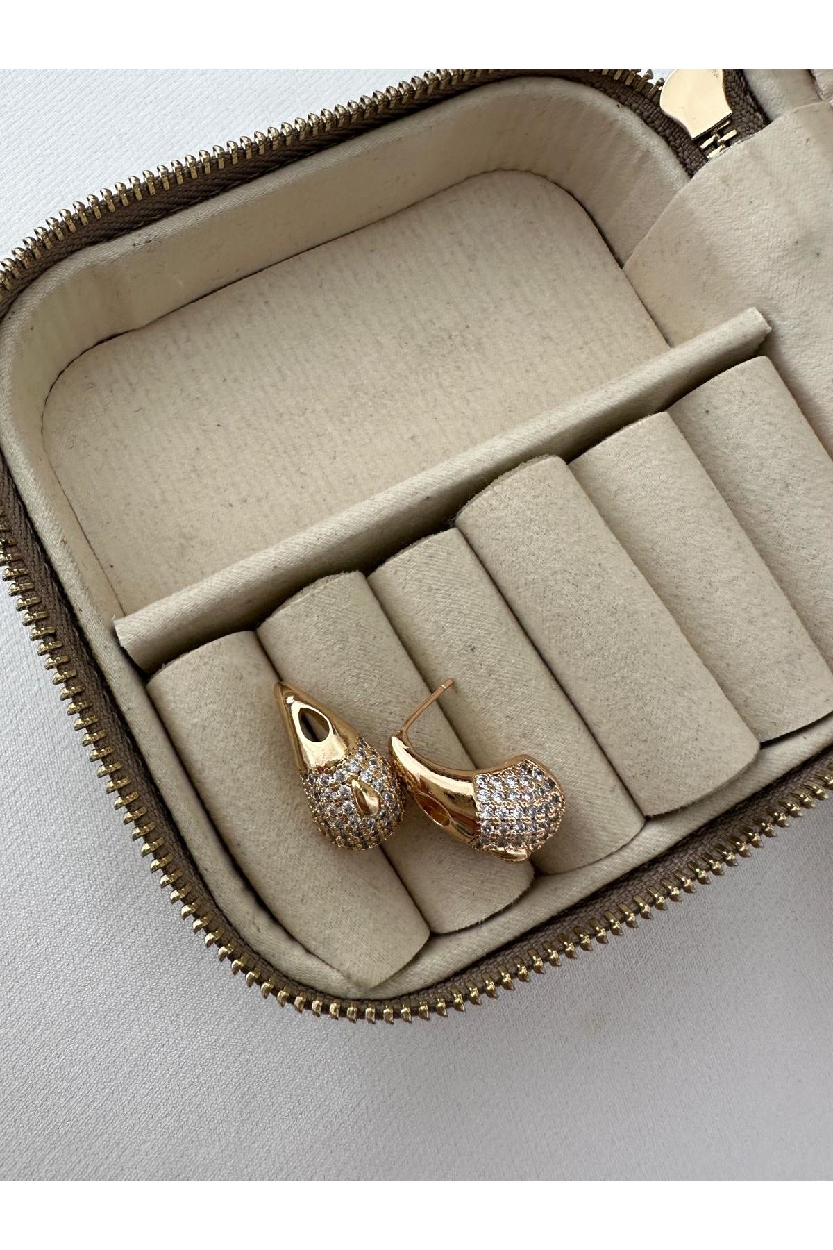 18K Rose Gold Renkli Taşlı Bottega Küpe