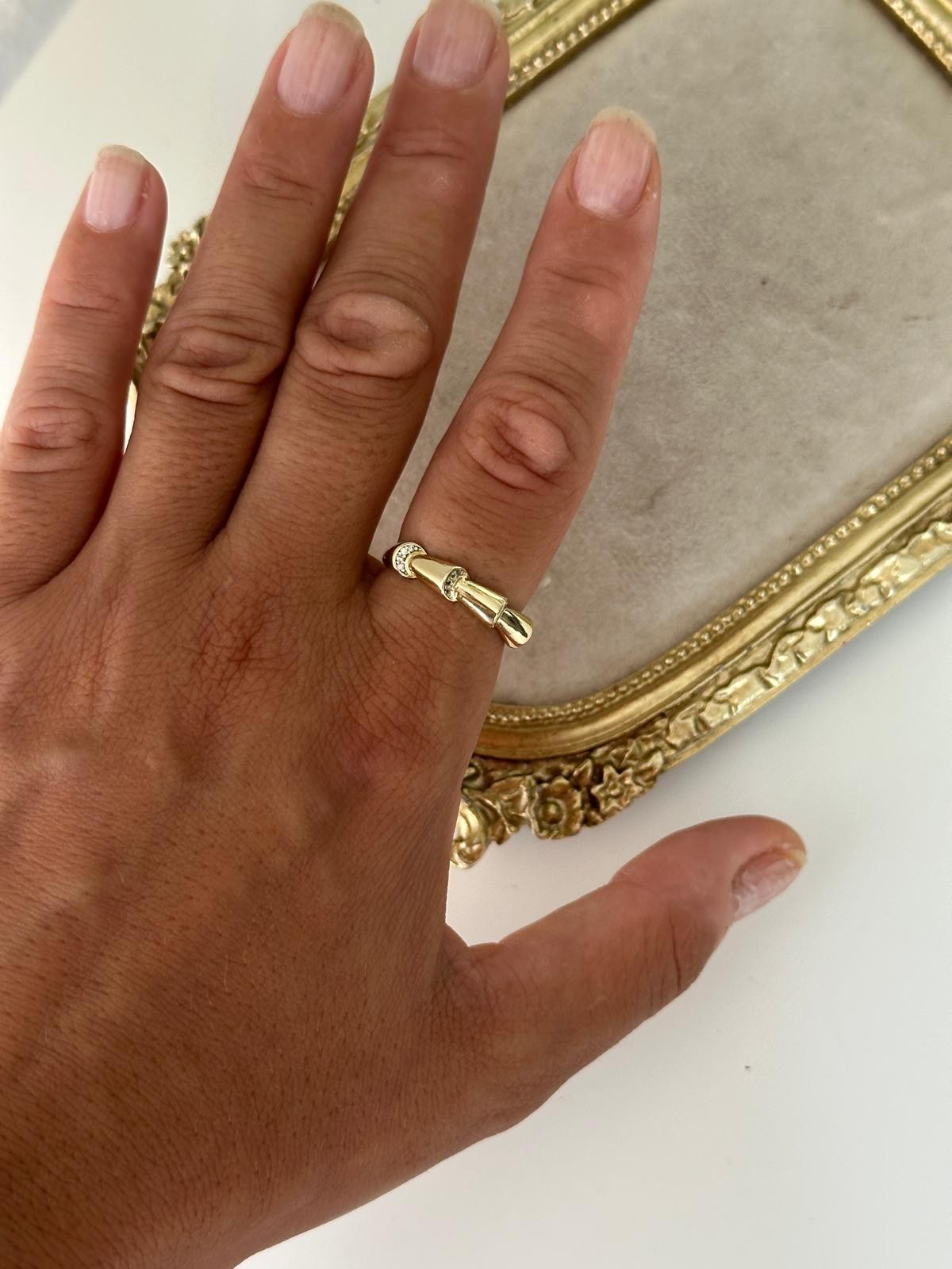 14K Gold Taşlı Kemik Tasarım Yüzük