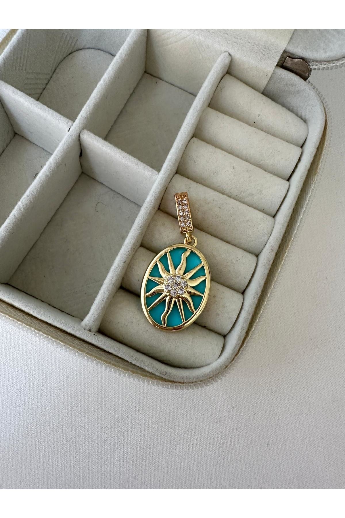 Charm Mavi Oval Çiçek