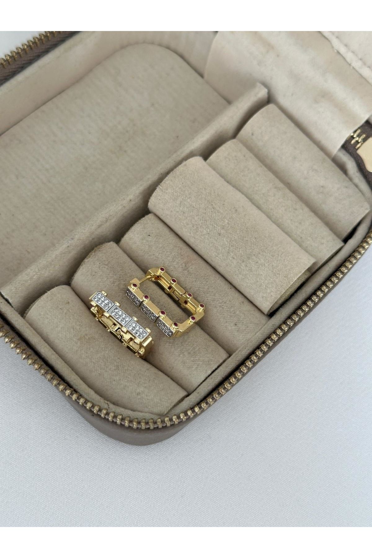 14K  Gold Renkli Serenay Leyla Taşlı Orjinal Boy Küpe