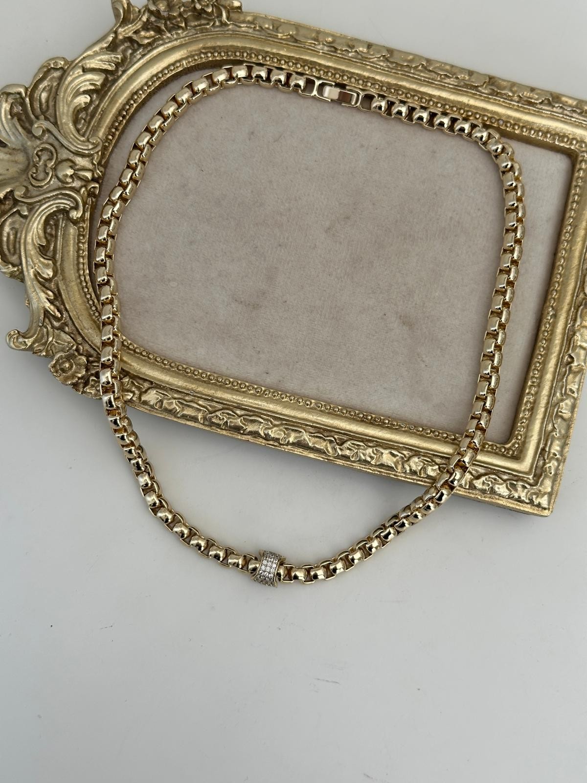 14K Gold Renkli Arnavut Zincir Ortası Silindir Topçuklu Kolye