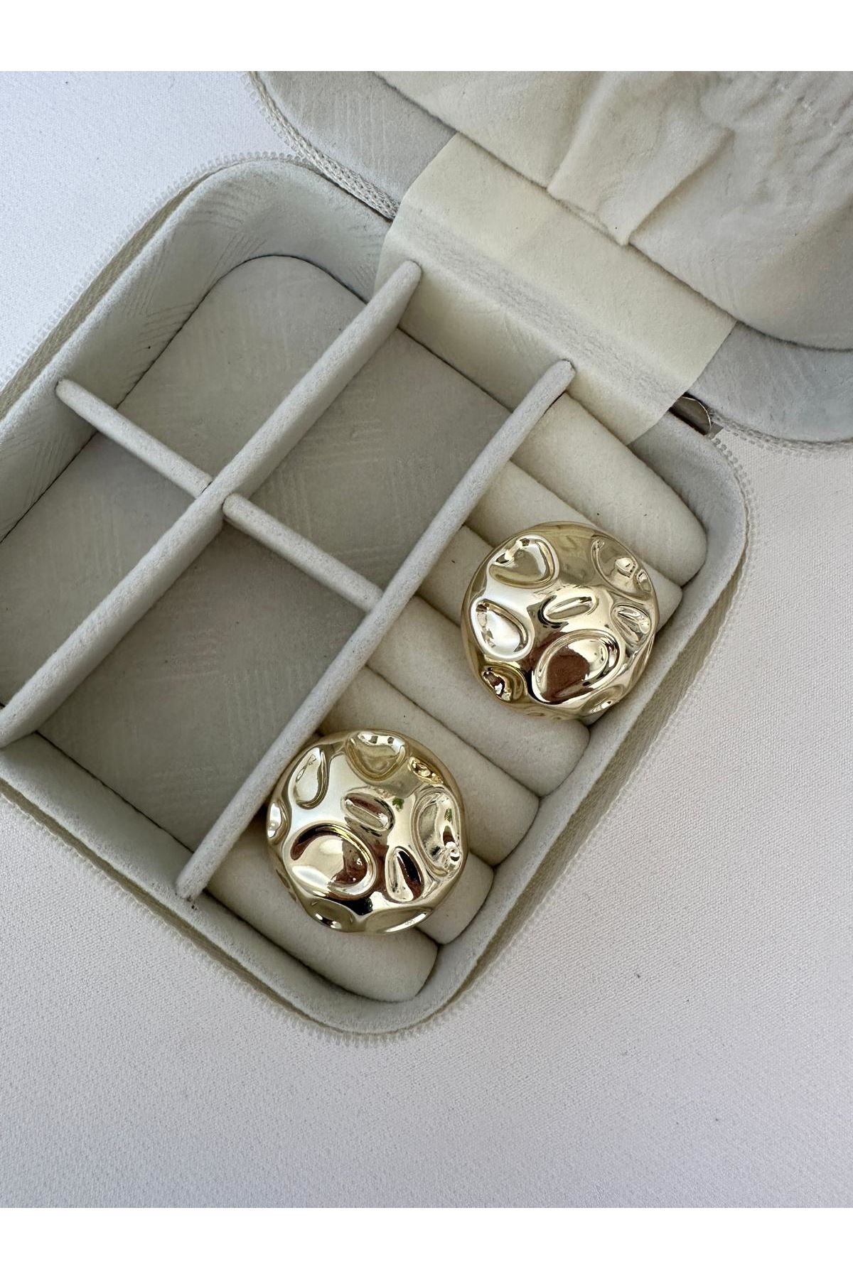 14K Gold Renkli  Yuvarlak Damla Desenli Bomb Küpe