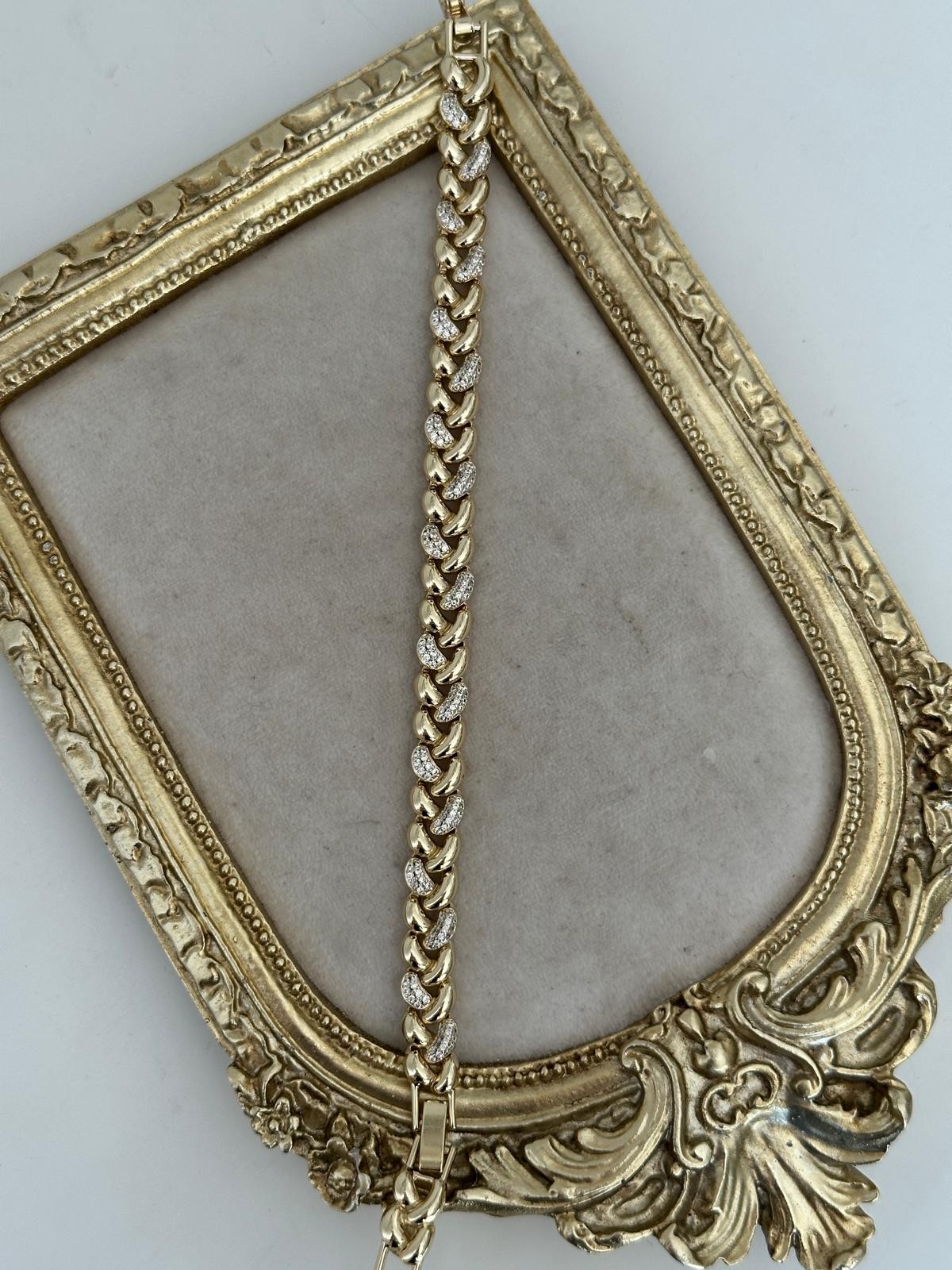 14K Gold Renkli Balık Sırtı Taşlı Gurmet Bileklik
