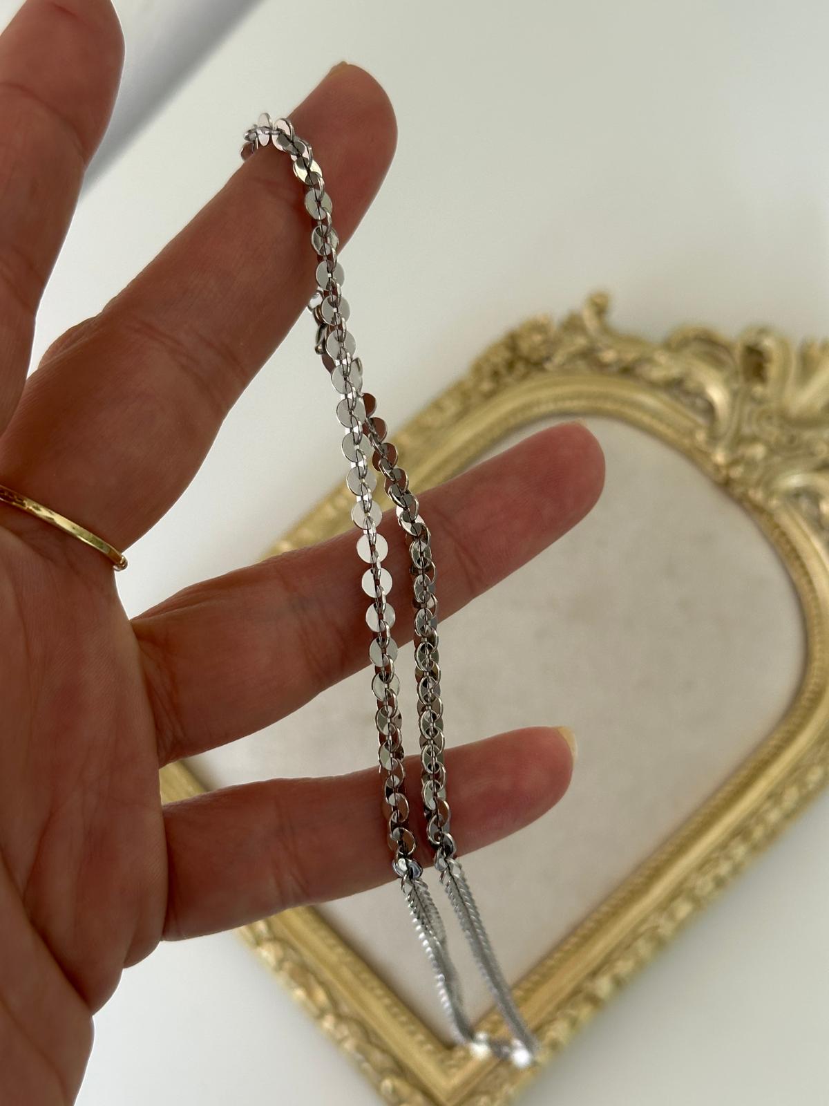 Gümüş Pul Parlak Yassı Kolye