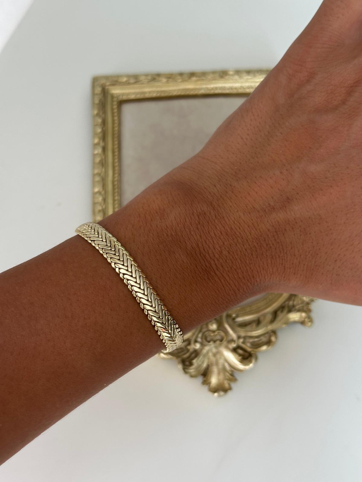 14K Gold Renkli Balık Sırtı Bileklik