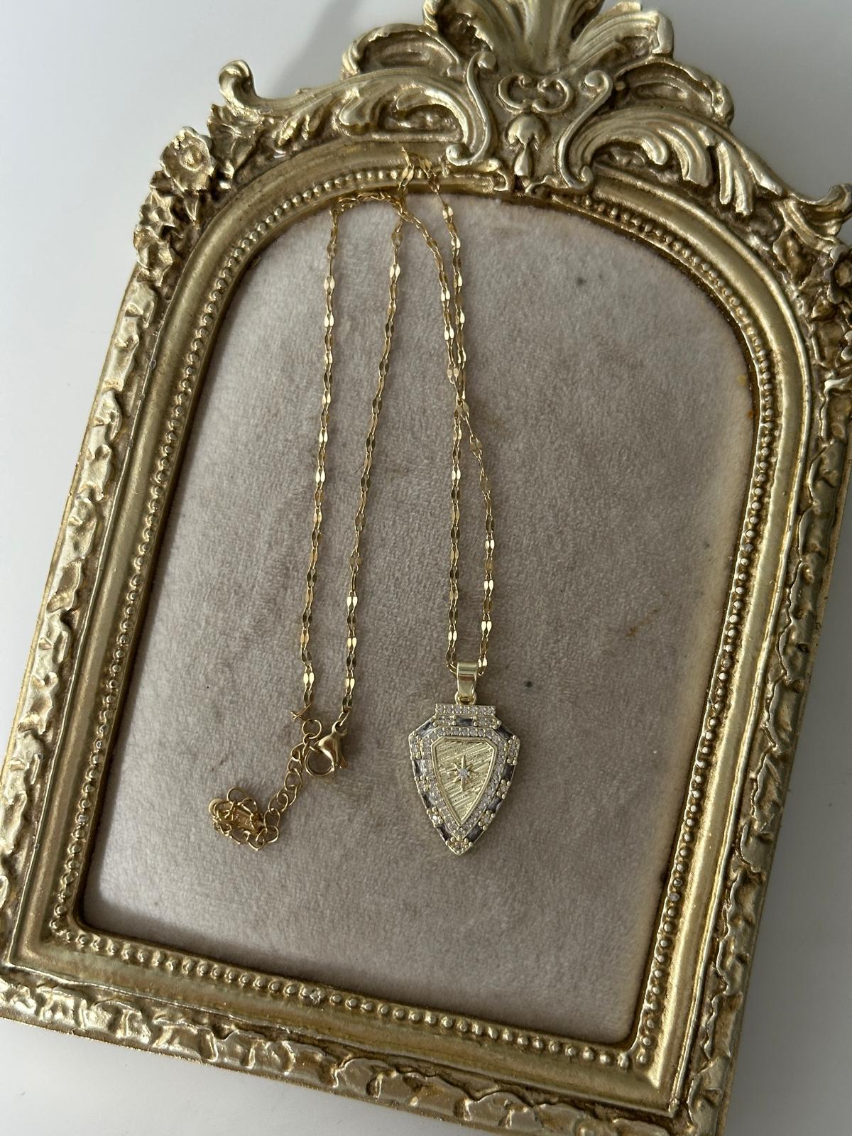 14K Gold Renkli Madalyon Plaka Çağla Ş. Kolye