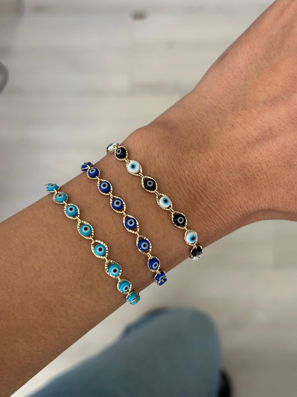 14K Çift Renkli Nazarlı Bileklik
