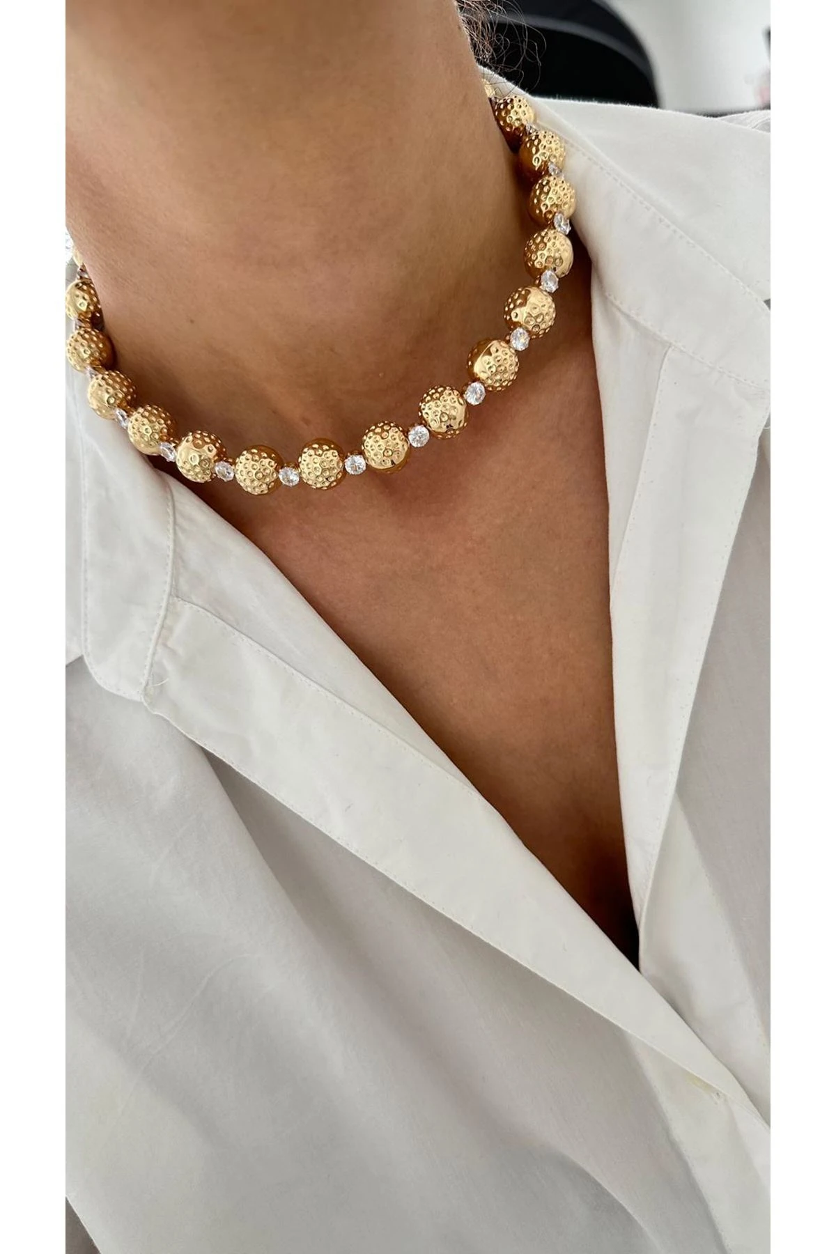 Raylı Ortası Taş Detaylı Choker