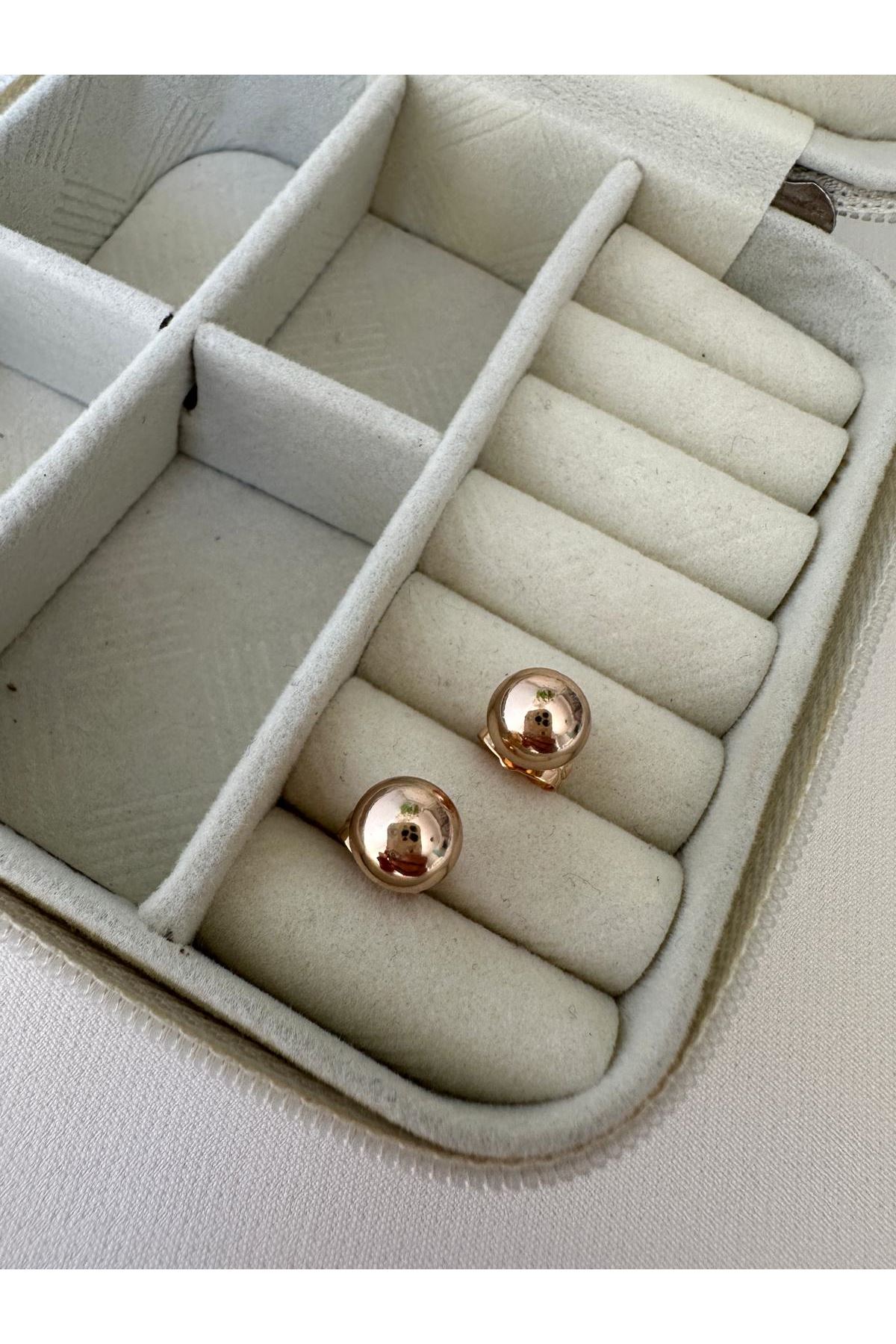 18K Rose Gold Renkli Top Büyük Küpe