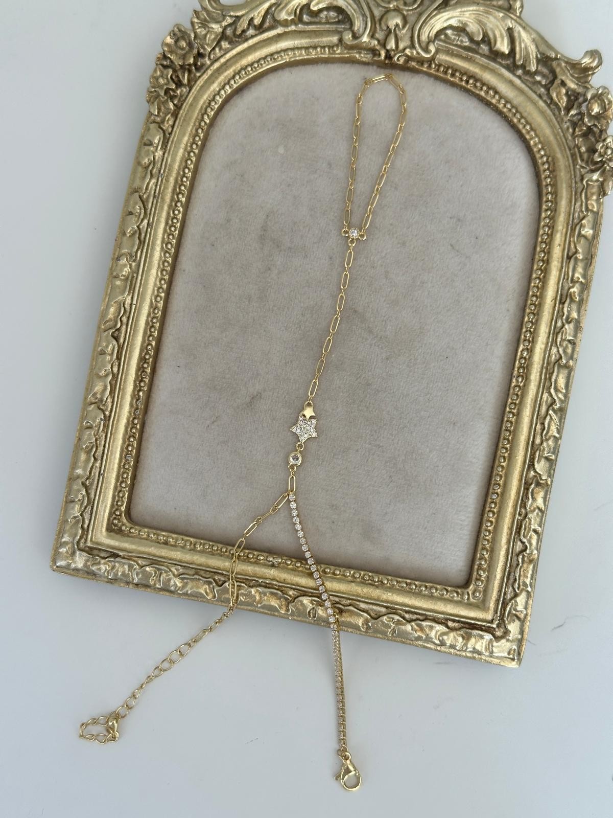 14K Gold Renkli Yıldız Su Yolu Taşlı Şahmeran