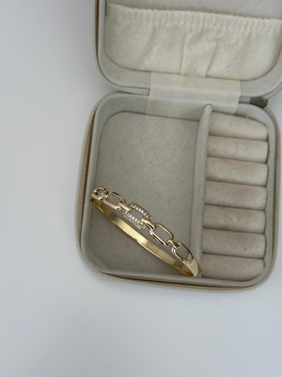 14K Gold Renkli Zincir Taşlı Kelepçe