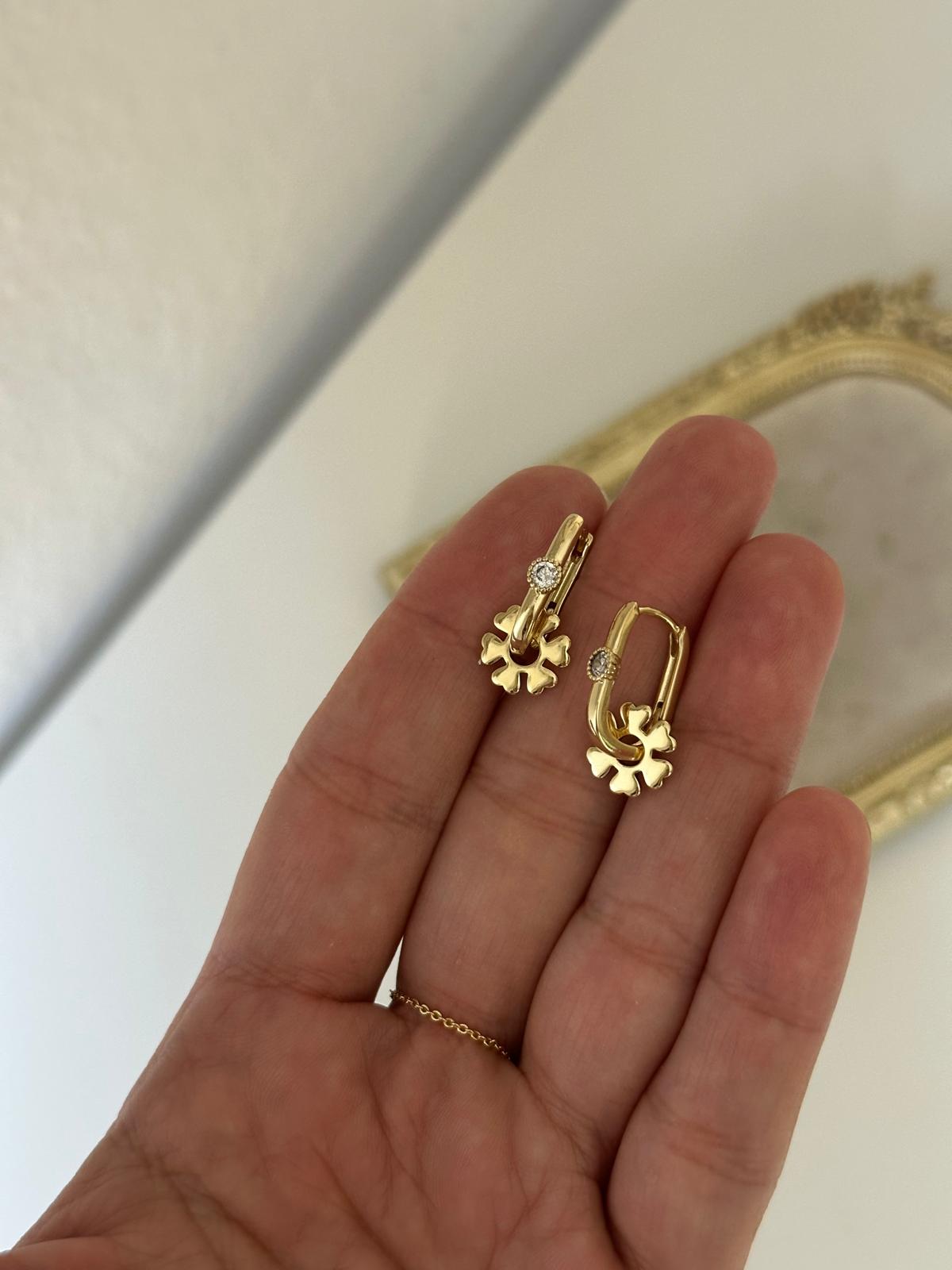 14K Gold Renkli Göçmen Pır Pır Küpe
