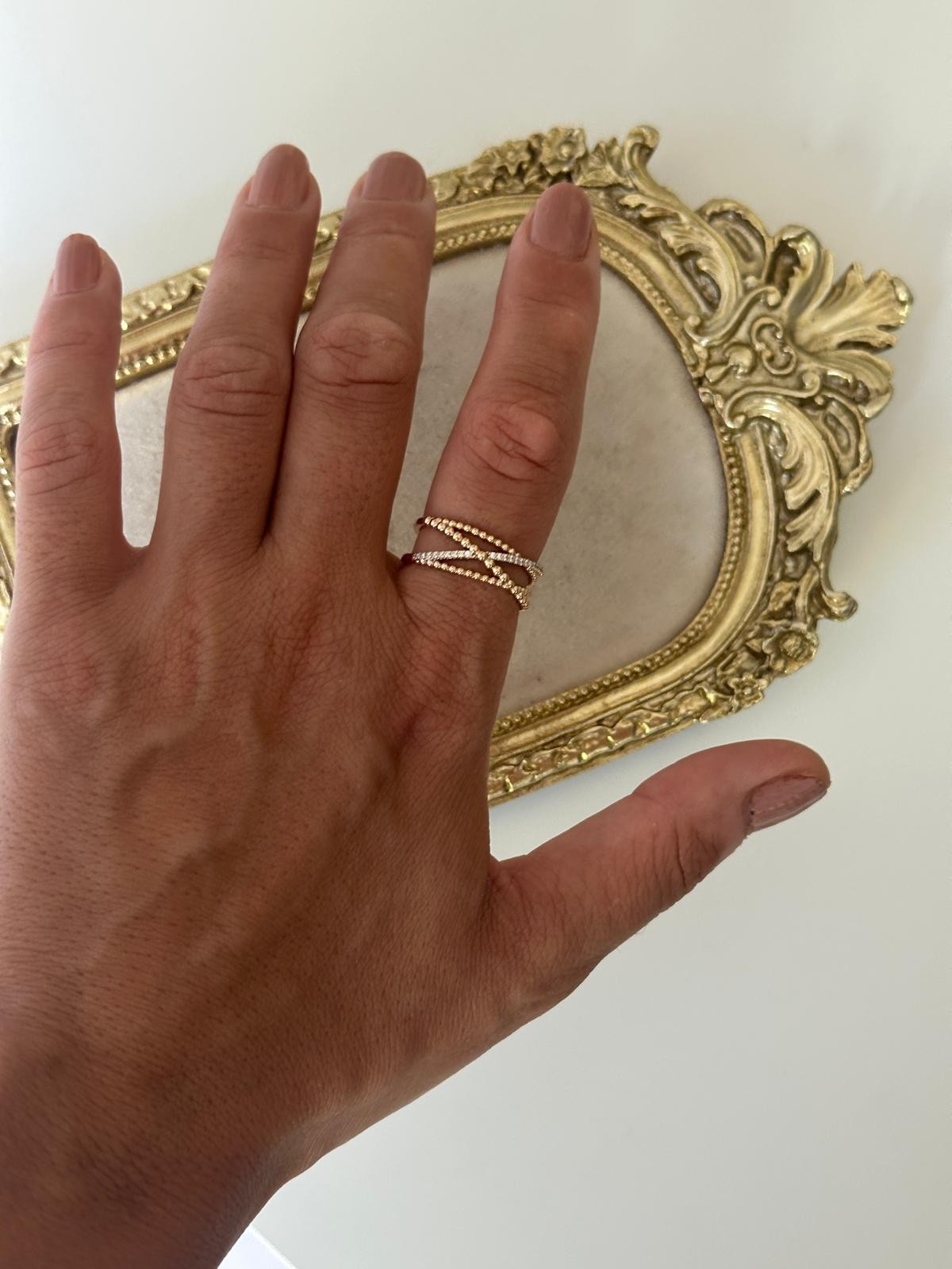 18K Gold Rose Topçuk Taşlı Çoklu Görünüm Ayaralanabilir  Yüzük
