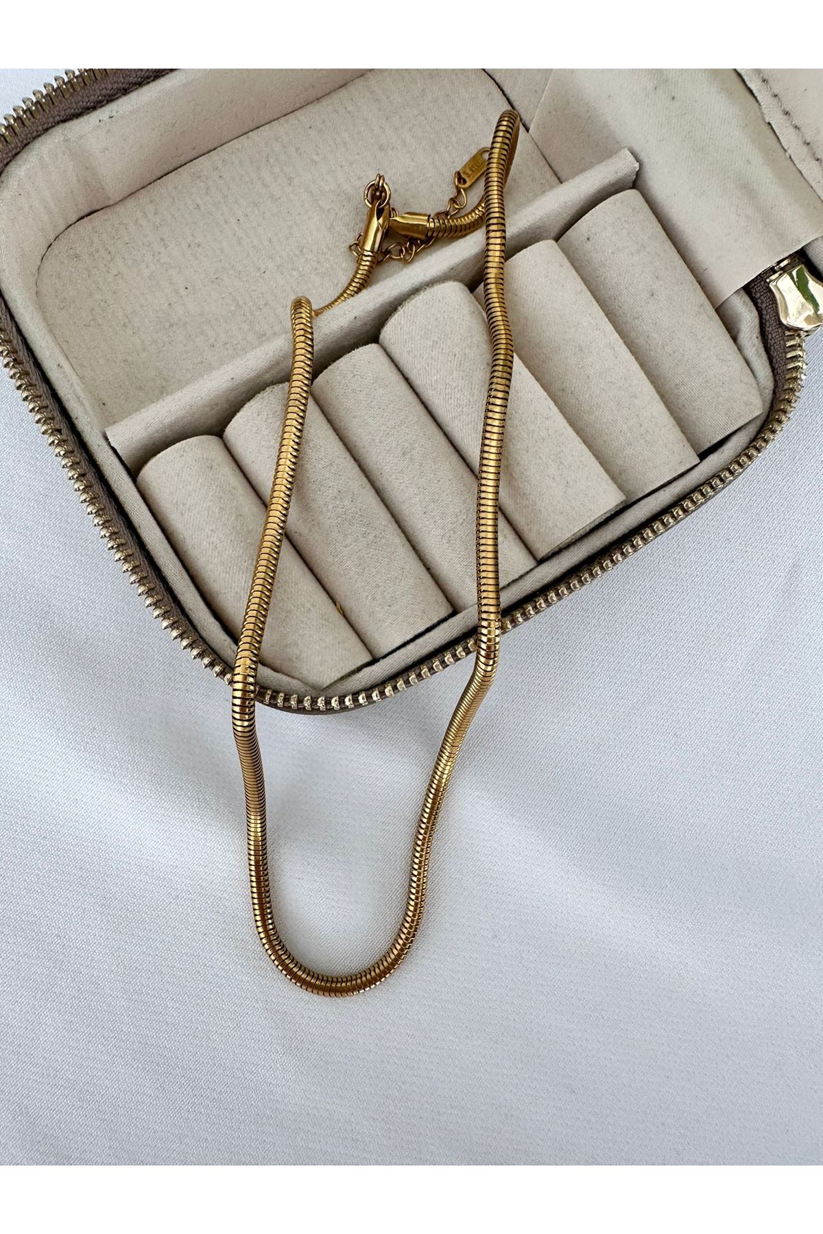 18K Rose Gold Renkli İtalyan Boru Yumuşak Kolye