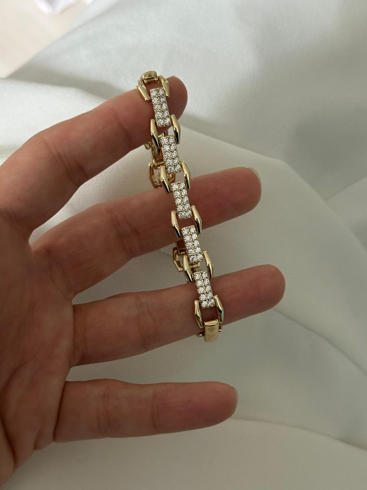 14K Gold Renkli Kordon Taşlı Bileklik