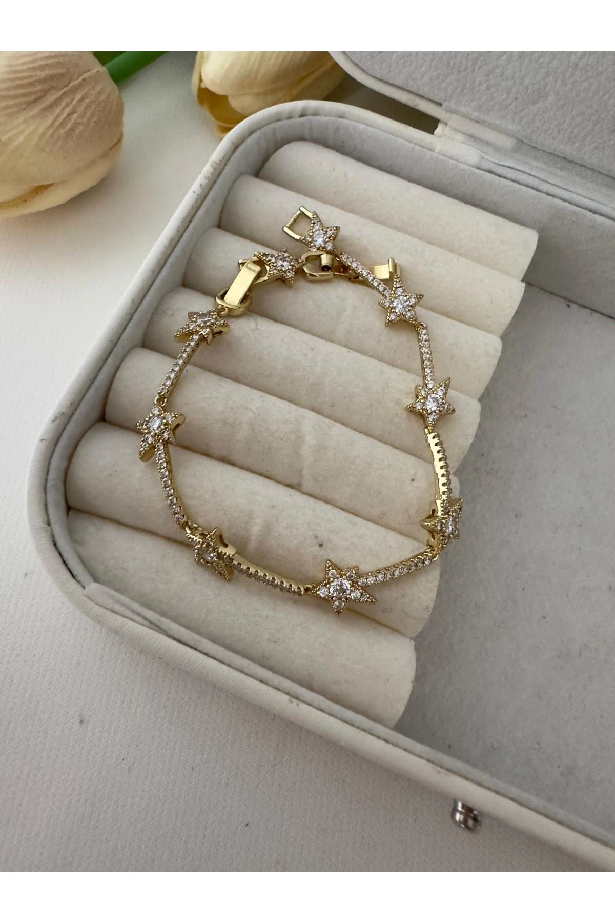 14K Gold Renkli  Yıldız Full Taşlı Bileklik