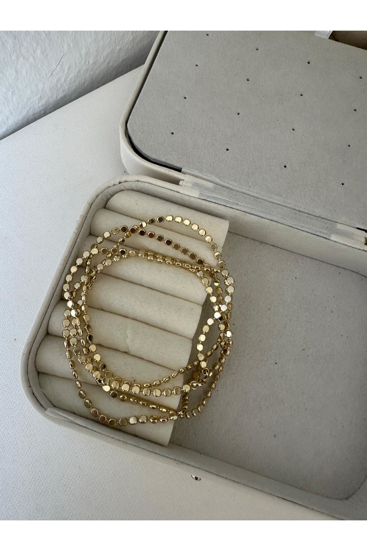 14K Gold Renkli  Pul Ezme Kolye