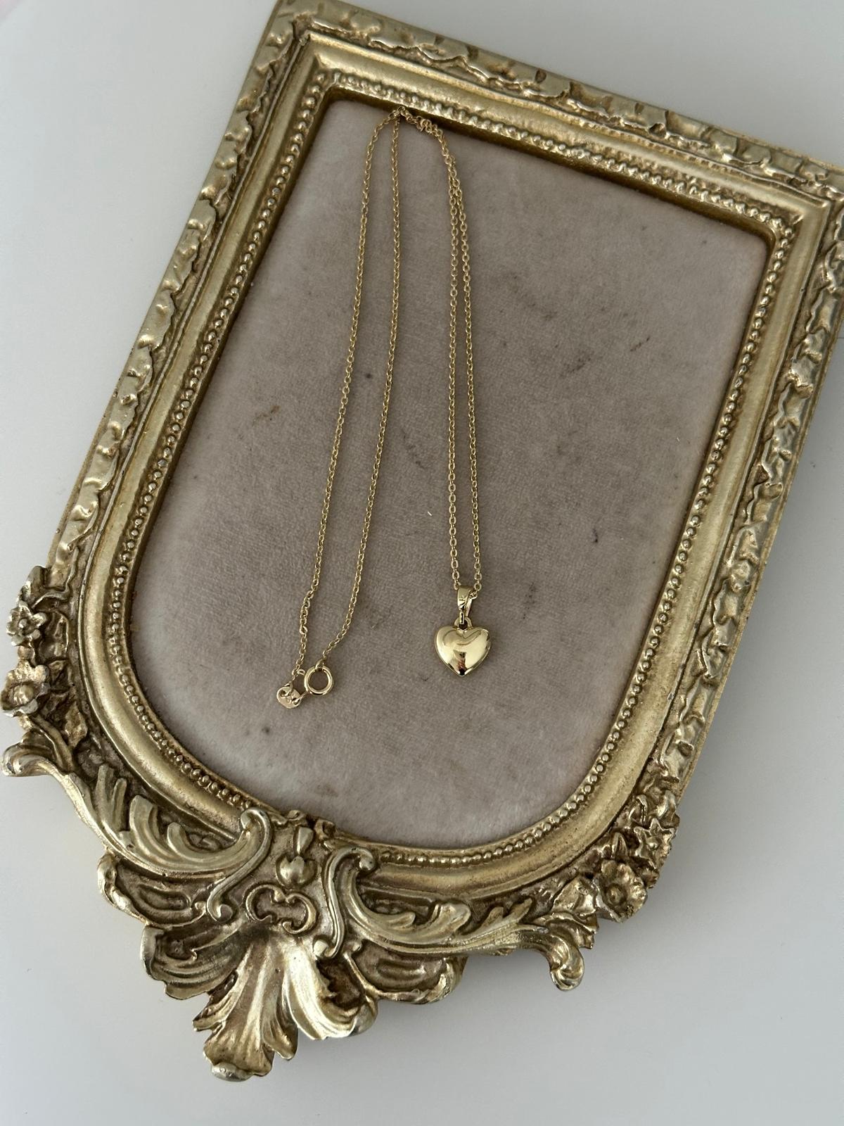 14K Gold Renkli Minimal Kalp Dolum Kolye