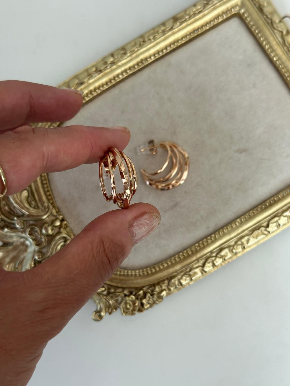 18K Gold  Rose Çoklu Görünüm Halka Küpe