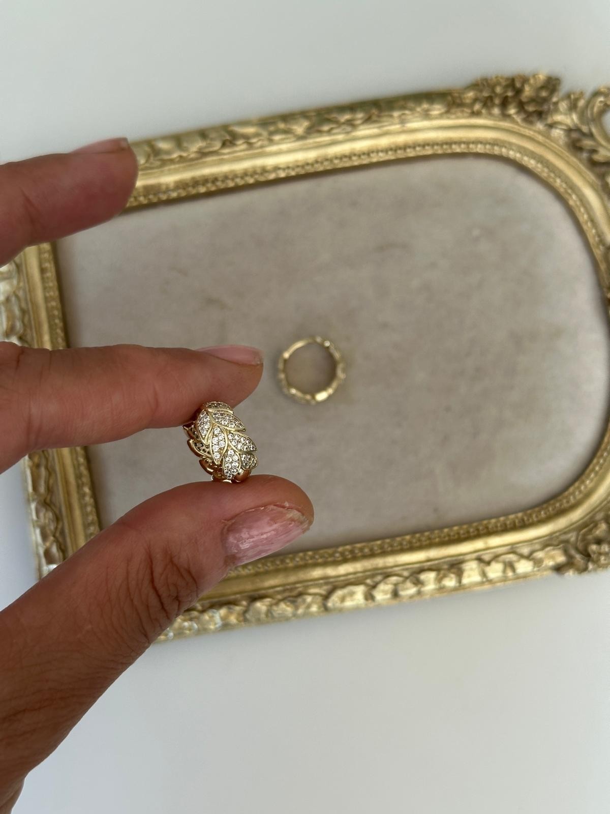 14K Gold Renkli Başak Montür Taşlı Küpe 2