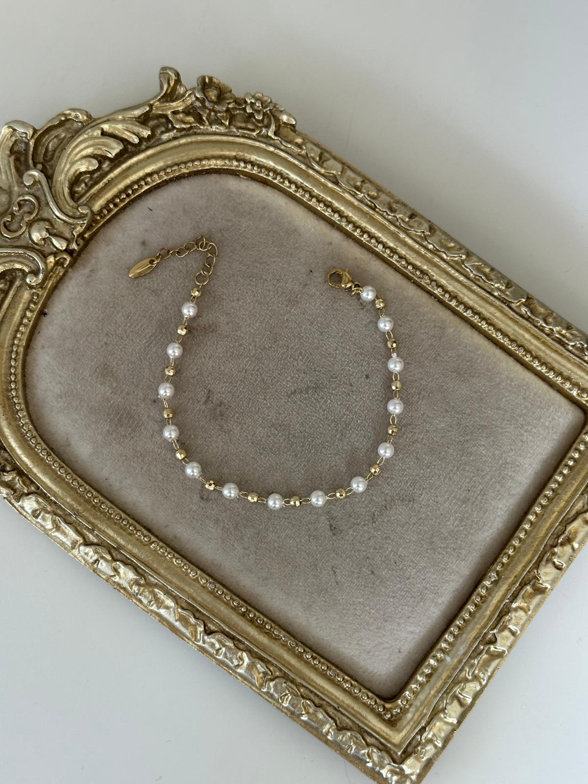 14K Gold Renkli İnci Topçuklu Bileklik 